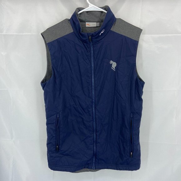 KJUS Men M Retention Vest Golf Stretch Navy Blue Gray Full Zip Performance LOGO - Picture 1 of 10